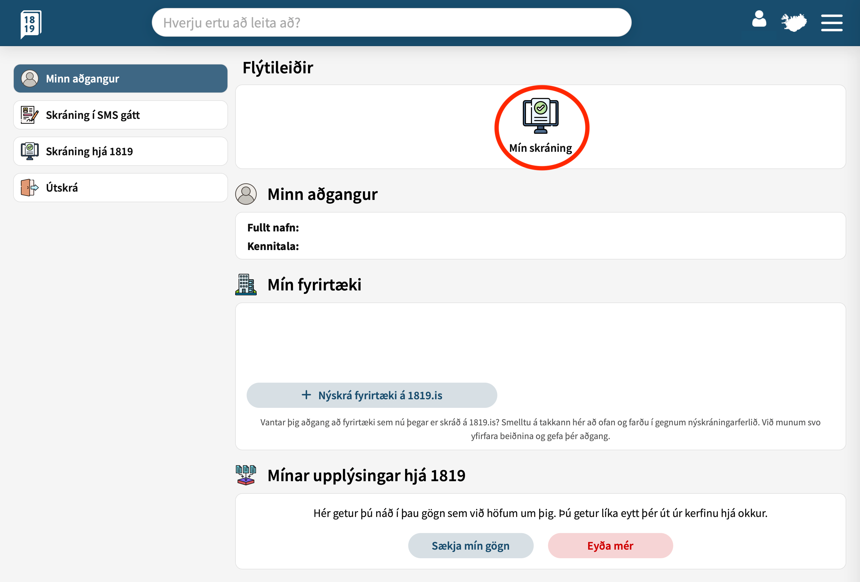 Skráning í símaskrá